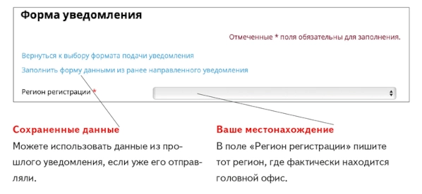 Образец уведомления в Роскомнадзор