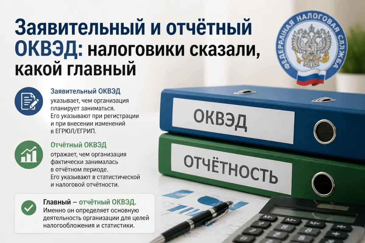 Заявительный и отчётный ОКВЭД: налоговики сказали, какой главный
