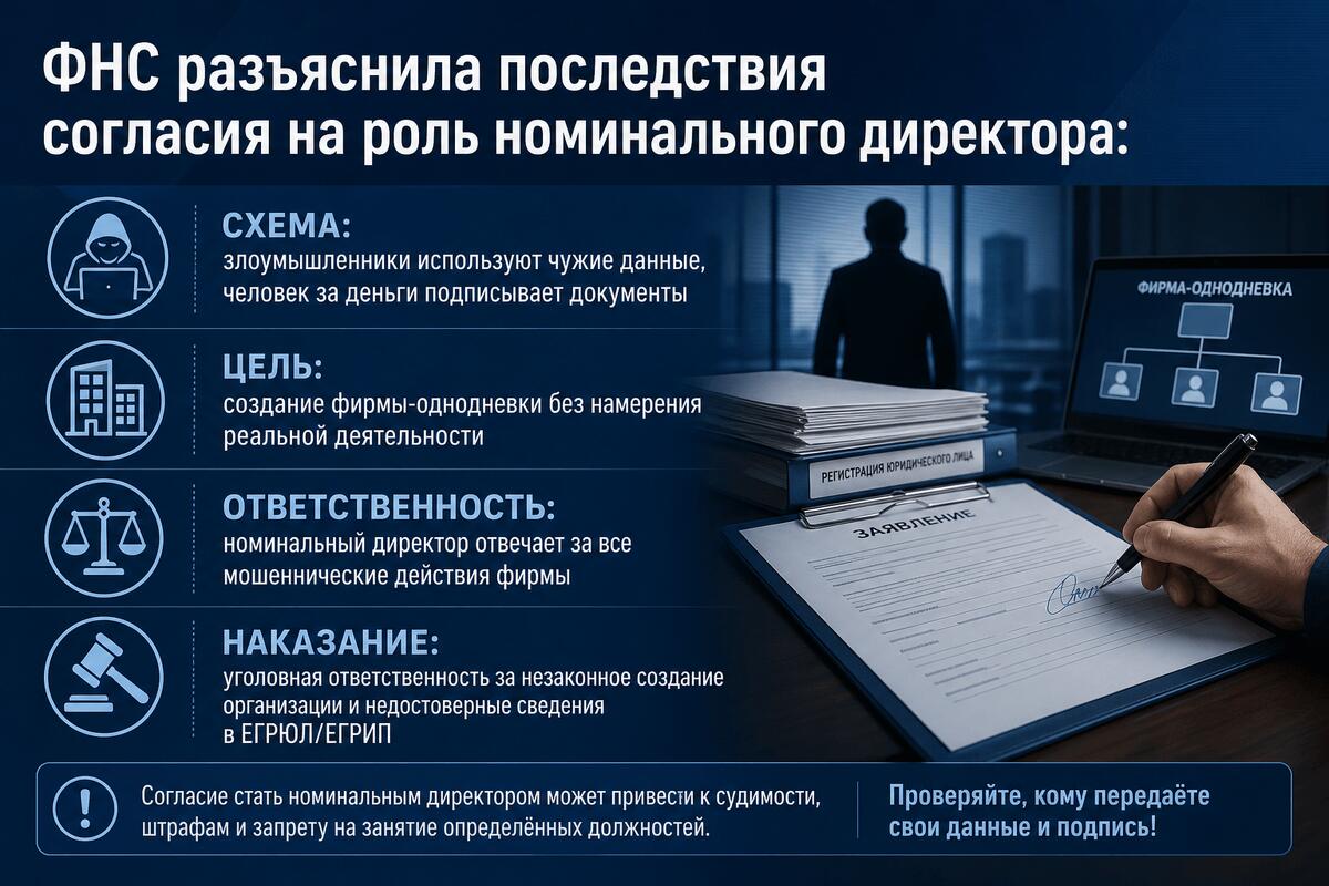 Налоговики разъяснили риски номинального директора