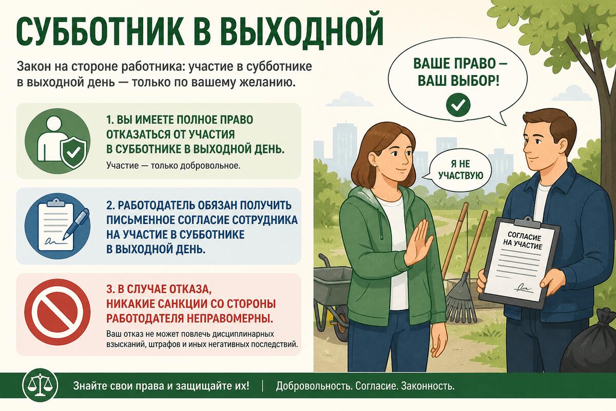 Работник вправе не участвовать в субботниках
