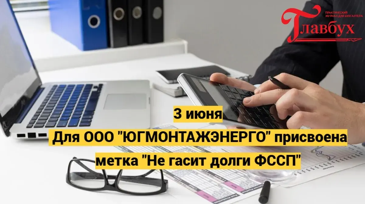 3 июня. Для ООО "ЮГМОНТАЖЭНЕРГО" присвоена метка "Не гасит долги ФССП"