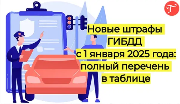 Новые штрафы ГИБДД с 1 января 2025 года: полный перечень в таблице