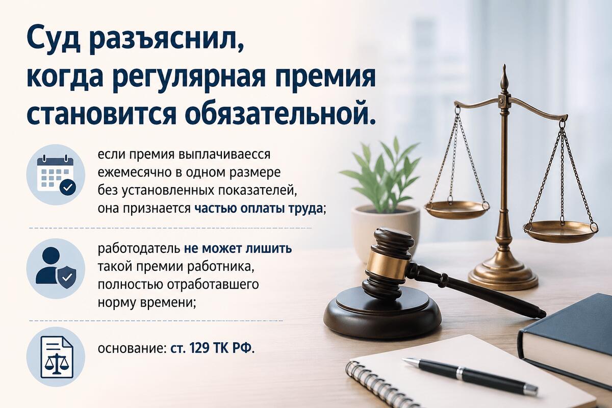 Регулярная премия — это не право работодателя, а обязанность