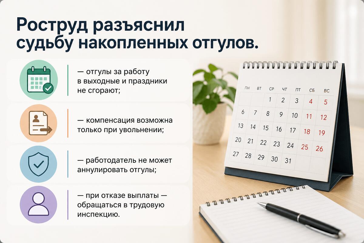 Отгулы за работу в выходные не сгорают