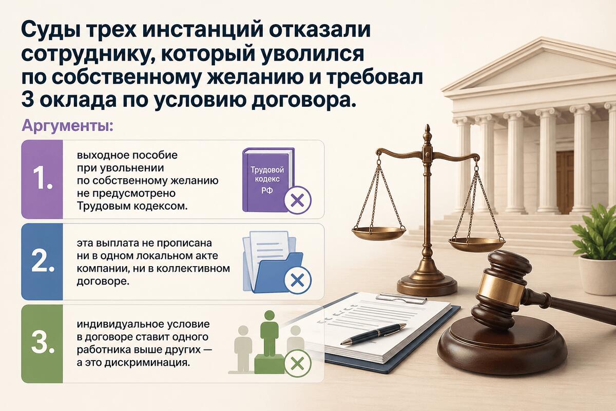 Выходное пособие при увольнении не положено