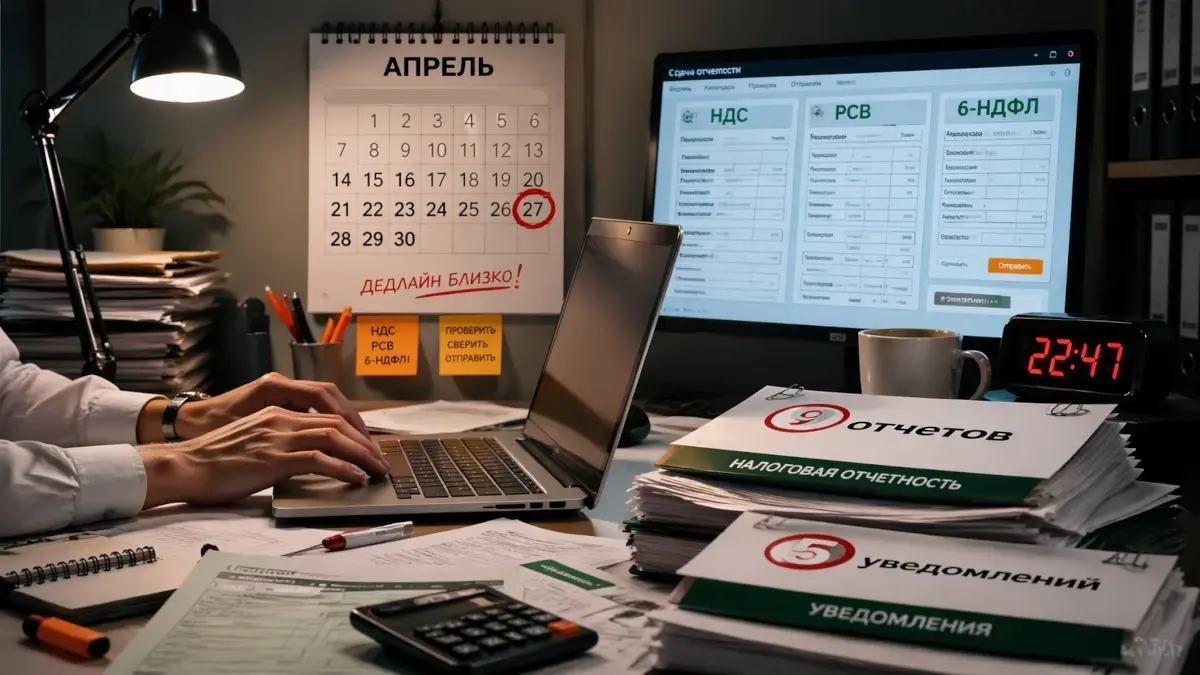 Бухгалтеры должны сдать в ИФНС 25 апреля девять отчётов и пять уведомлений