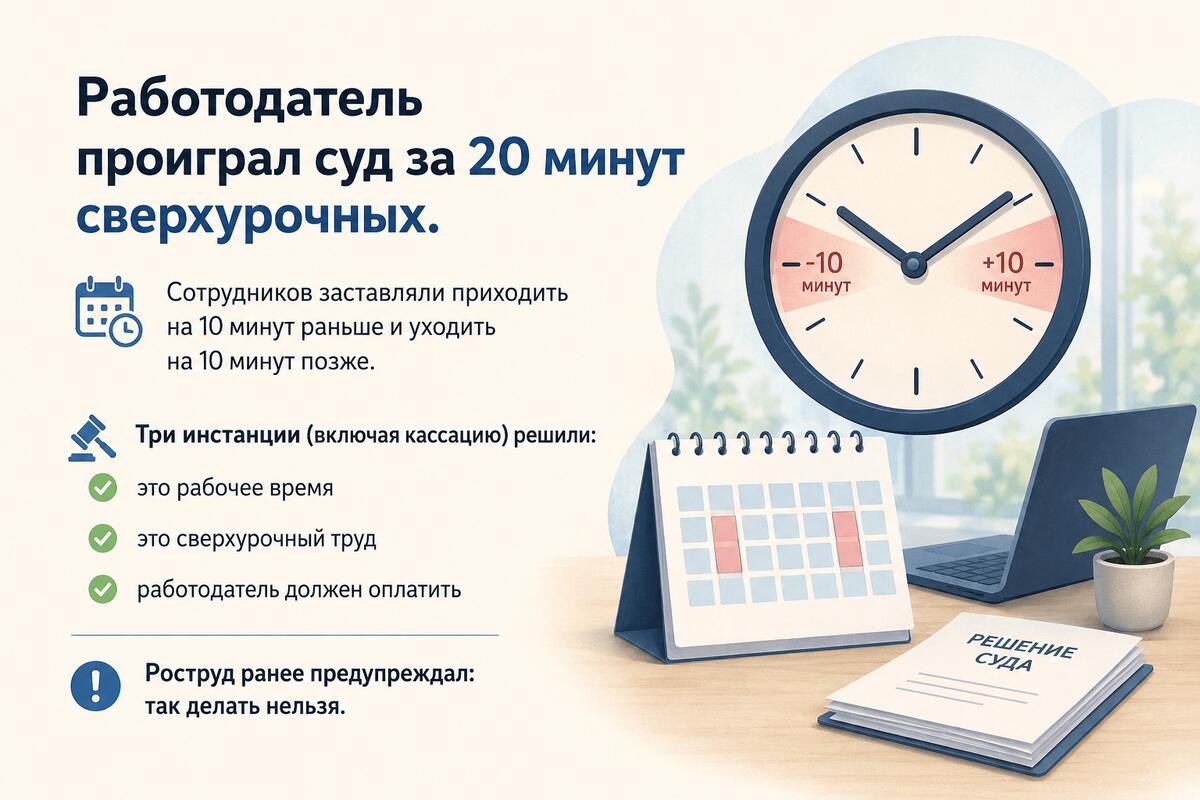 Работодатель проиграл суд за незаконное увеличение рабочего дня Работодатель проиграл суд за незаконное увеличение рабочего дня