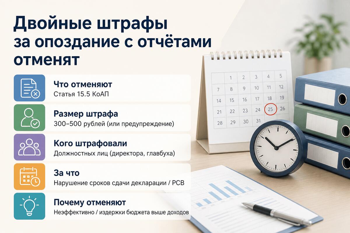 Двойные штрафы за опоздание с отчётами отменят Двойные штрафы за опоздание с отчётами отменят