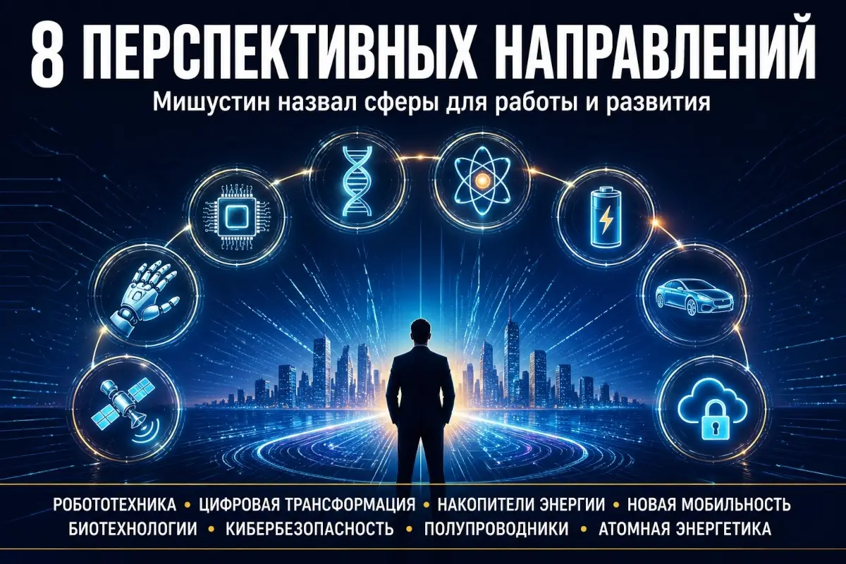 Мишустин назвал 8 перспективных направлений для работы Мишустин назвал 8 перспективных направлений для работы