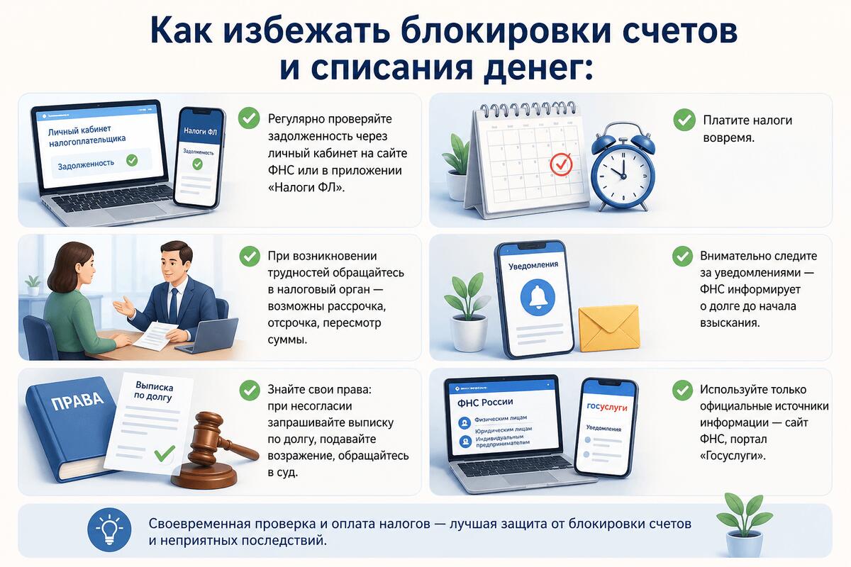 ФНС перечислила способы избежать блокировки счетов
