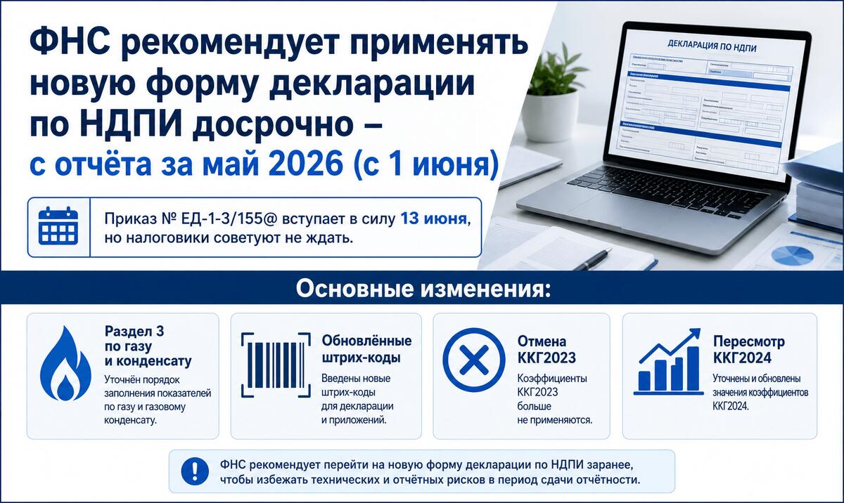 ФНС рекомендовала применять досрочно новую форму декларации по НДПИ