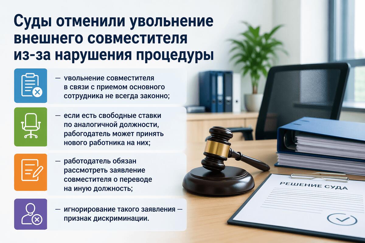 Увольнение совместителя незаконно, если есть вакантные ставки