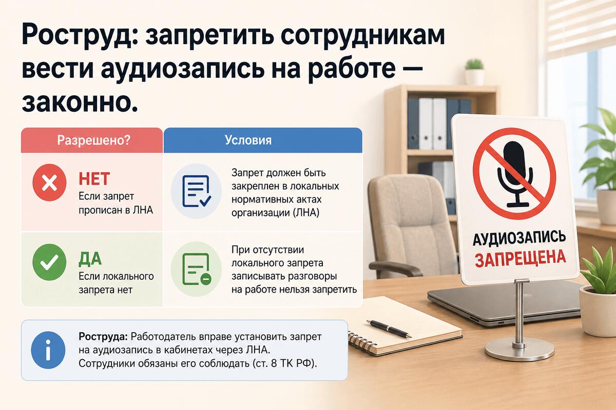 Работникам запретили аудиозапись на работе